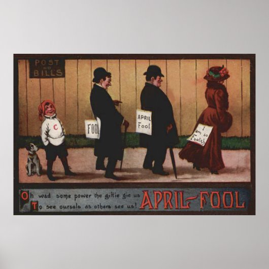 Vintager Aprilscherz auf dem Rücken Poster (Vorne)