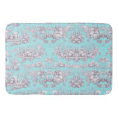 Vintager Aqua-Blauer Jouy Badematte (Vorderseite)