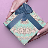 Vintager Aqua-Blauer Jouy Geschenkpapier Set