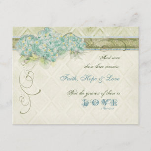 Vintager Aqua Floral Hydrangea Wirbelsäule Damask RSVP Karte
