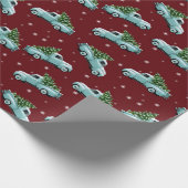 Vintager Aqua Lieferwagen LKW mit Kiefernholz Geschenkpapier (Ecke)