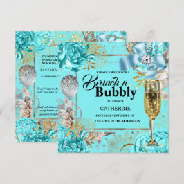 Vintager Aqua-Rose Shabby Chic Bubbly Glitzer Einladung
