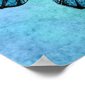 Vintager Aquamariner Blauer Schmetterling der 1800 Poster (Ecke)