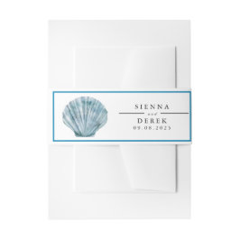 Vintager Aquamariner Blue Single Seashell Wedding Einladungsbanderole