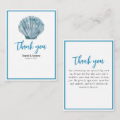 Vintager Aquamariner Blue Single Seashell Wedding Mitteilungskarte (Vorne/Hinten)