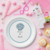 Vintager Aquamariner Blue Single Seashell Wedding Pappteller (Party)