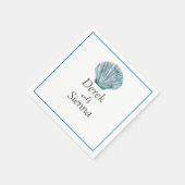 Vintager Aquamariner Blue Single Seashell Wedding Serviette (Ecke)