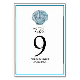 Vintager Aquamariner Blue Single Seashell Wedding Tischnummer