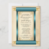 Vintager Aquamariner Goldscroll Einladung (Vorderseite)