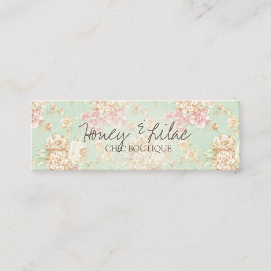 Vintager aquamariner Mit Blumenhangtag Mini Visitenkarte (Vorderseite)