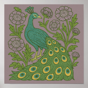 Vintager Aquamariner Pfau Poster