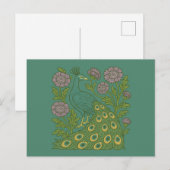 Vintager Aquamariner Pfau Postkarte (Vorne/Hinten)