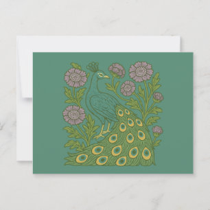 Vintager Aquamariner Pfau Postkarte