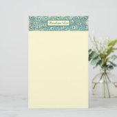 Vintager Aquamariner Pfauenfeathers-Header und Ihr Briefpapier (Stehend Vorderseite)
