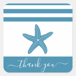 Vintager aquamariner Seesternstrand Dank Drehbuch Quadratischer Aufkleber
