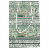 Vintager Aquamariner Tee und Rose Geschenktasche Mittlere Geschenktüte (Vorderseite)