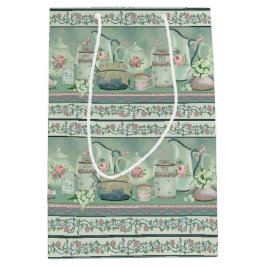 Vintager Aquamariner Tee und Rose Geschenktasche Mittlere Geschenktüte