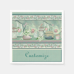Vintager Aquamariner Tee und Rose Napkins Serviette