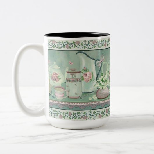 Vintager Aquamariner Tee und Rose Tasse (Links)
