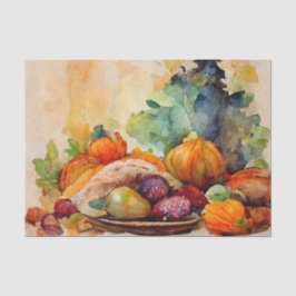 Vintager Aquarell Erntedank Pumpkin Türkei Seidenpapier