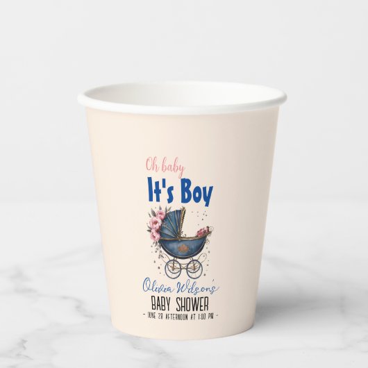 Vintager Aquarellplatz, Kinderdusche2 Pappbecher (Vorderseite)