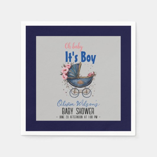 Vintager Aquarellplatz, Kinderdusche2 Serviette (Vorderseite)