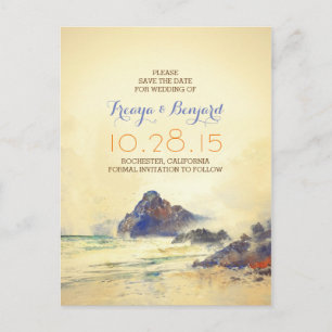 Vintager Aquarellstrand Save the Date Postkarten