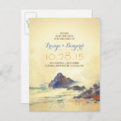 Vintager Aquarellstrand Save the Date Postkarten (Vorne/Hinten)