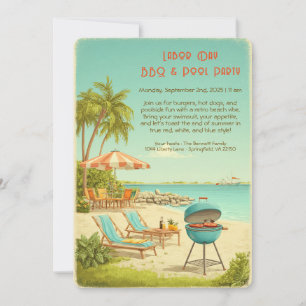 Vintager Arbeitstag GRILLEN und Party Einladung vo