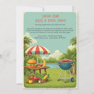 Vintager Arbeitstag GRILLEN und Party Einladung vo