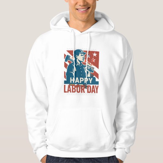 Vintager Arbeitstag USA Retro-Poster-Stil Hoodie (Vorderseite)