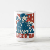 Vintager Arbeitstag USA Retro-Poster-Stil Kaffeetasse (Mittel)