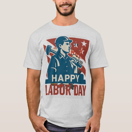 Vintager Arbeitstag USA Retro-Poster-Stil T-Shirt (Vorderseite)