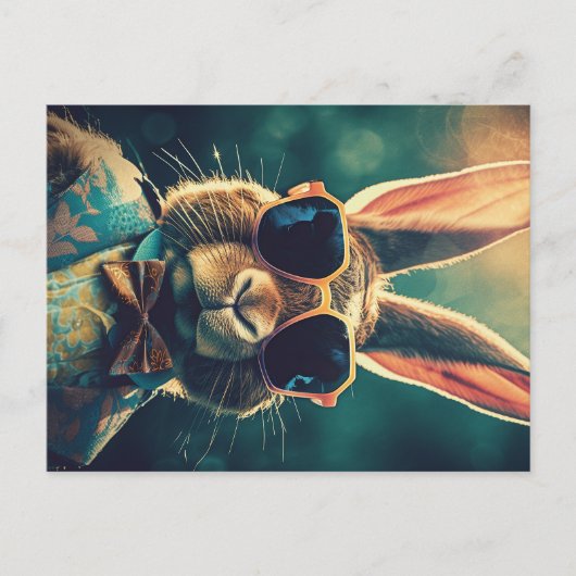 Vintager Aristokrat Osterhase mit Sonnenbrille Postkarte (Vorderseite)