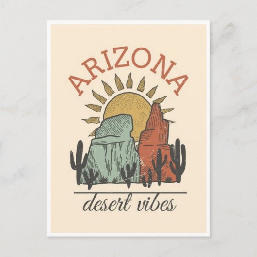 Vintager arizona Staat Kaktus Wüstenvibes Amerika Postkarte (Vorderseite)
