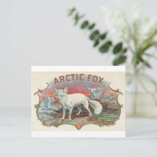 Vintager arktischer Fox Postkarte (Stehend Vorderseite)