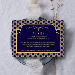 Vintager Art-Deco-Gatsby-Hochzeitsdetails der 20er Begleitkarte