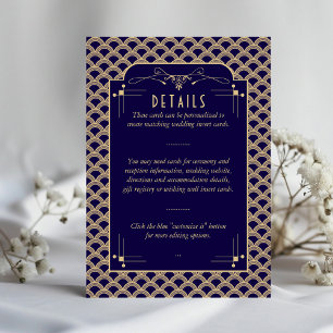 Vintager Art-Deco-Gatsby-Hochzeitsdetails der 20er Begleitkarte