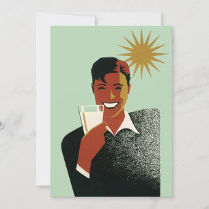 Vintager Art Deco Man, kalte Getränke im Sommer