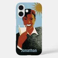 Vintager Art Deco Man, kalte Getränke im Sommer