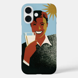 Vintager Art Deco Man, kalte Getränke im Sommer iPhone 16 Hülle