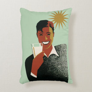 Vintager Art Deco Man, kalte Getränke im Sommer Dekokissen
