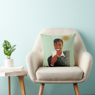 Vintager Art Deco Man, kalte Getränke im Sommer Kissen