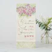 Vintager Art-RosaHydrangea - Menü-Karte Menükarte (Stehend Vorderseite)
