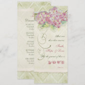 Vintager Art-RosaHydrangea - Menü-Karte Menükarte (Vorne/Hinten)