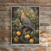 Vintager Art Style Bird in einem Baum Poster