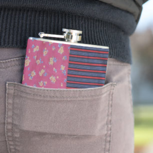 Vintager Artpatchwork-Gewebeentwurf bunt Flachmann