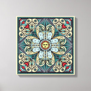 Vintager ArtSunmandala-Leinwand-Druck Leinwanddruck
