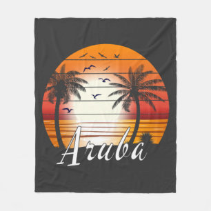 Vintager Aruba Palm Tree Summer Beach Fleecedecke