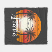 Vintager Aruba Palm Tree Summer Beach Fleecedecke (Vorderseite (Horizontal))